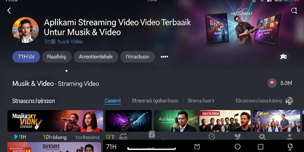 Tampilan antarmuka aplikasi Streaming Video 71H yang menarik dan mudah digunakan.