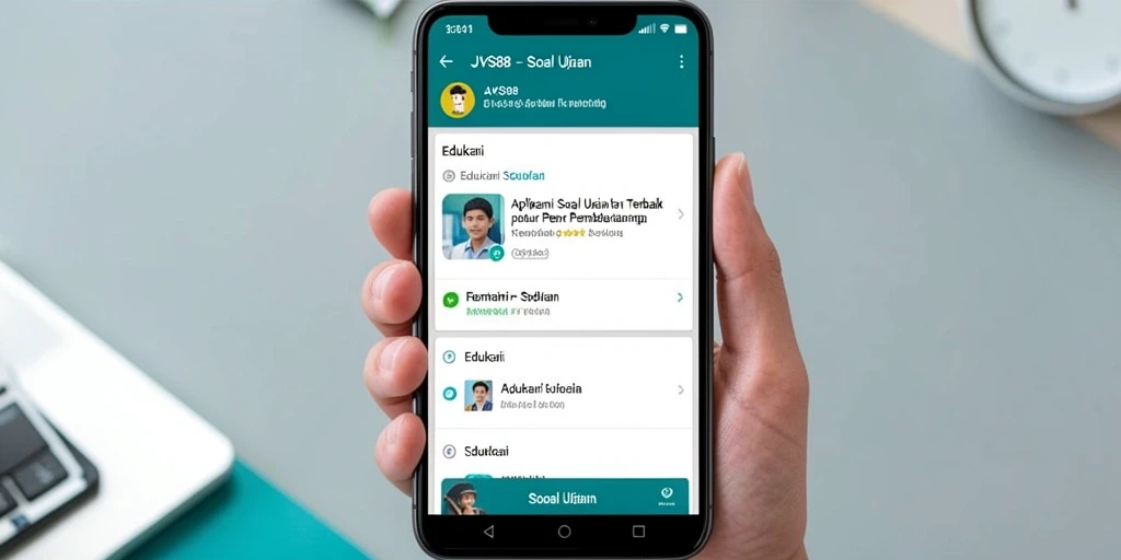 Tampilan antarmuka aplikasi JVS88 untuk soal ujian yang interaktif.
