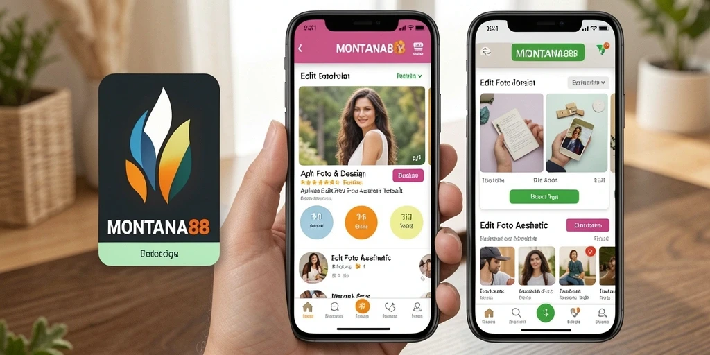 Screenshot utama MONTANA88 menampilkan fitur pengeditan foto aesthetic yang menarik.