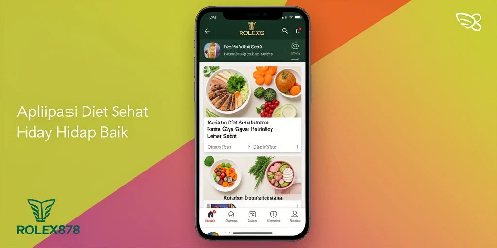 Screenshot aplikasi ROLEX878 menampilkan antarmuka diet sehat yang intuitif.